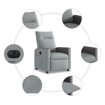 vidaXL Fauteuil relax électrique Gris clair Tissu