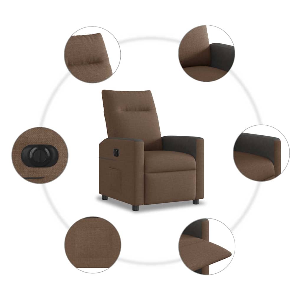 vidaXL Relaxsessel Elektrisch Braun Stoff