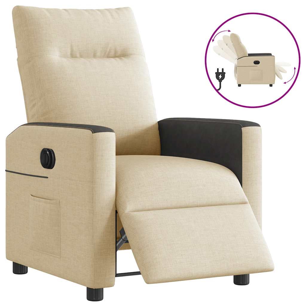 vidaXL Fauteuil de relaxation électrique crème tissu