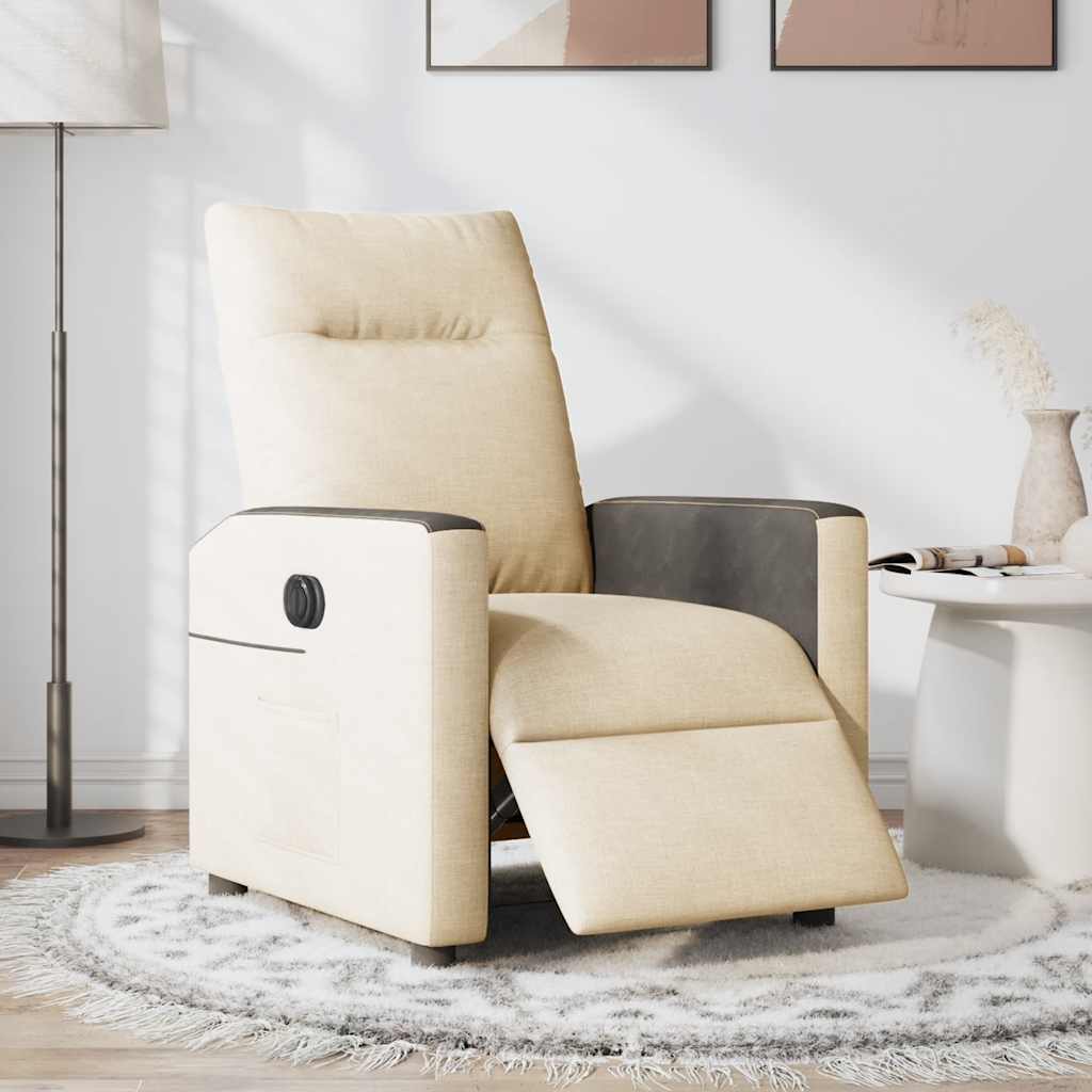 vidaXL Fauteuil de relaxation électrique crème tissu