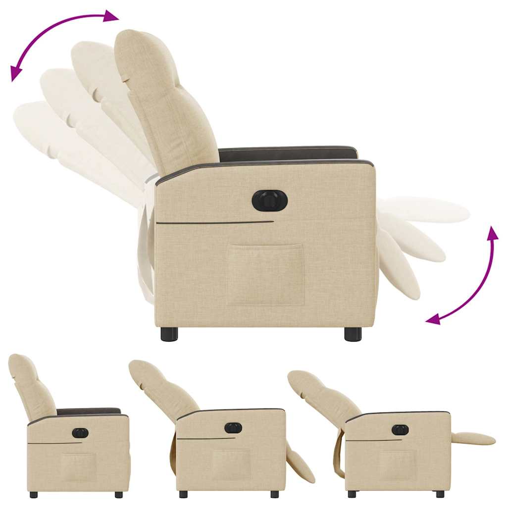 vidaXL Fauteuil de relaxation électrique crème tissu
