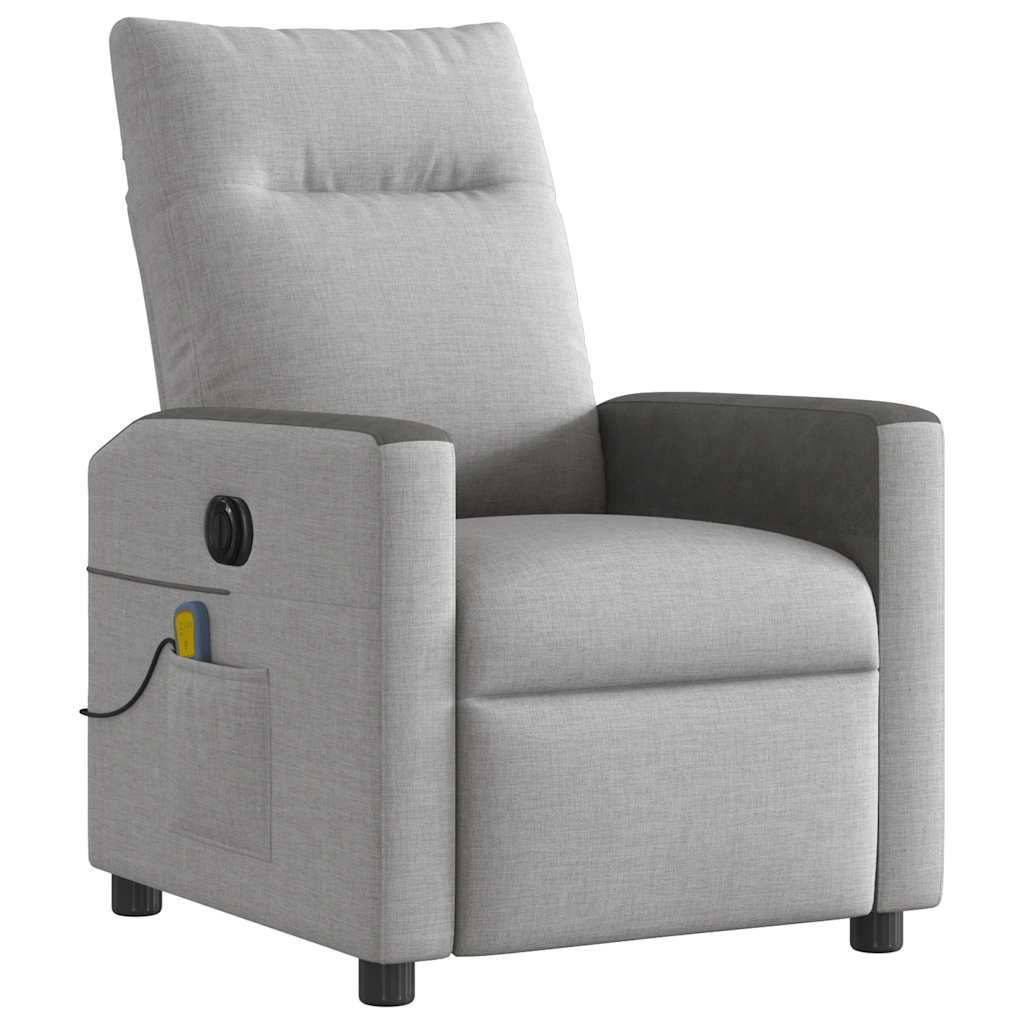 vidaXL Fauteuil de massage électrique Gris nuage en tissu