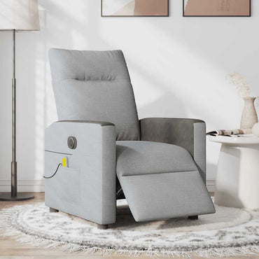 vidaXL Massagesessel Elektrisch Hellgrau Stoff