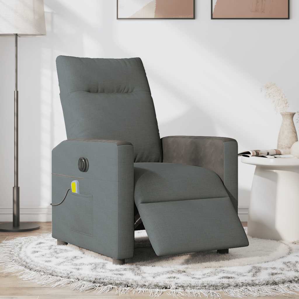 vidaXL Fauteuil de massage électrique Gris foncé Tissu