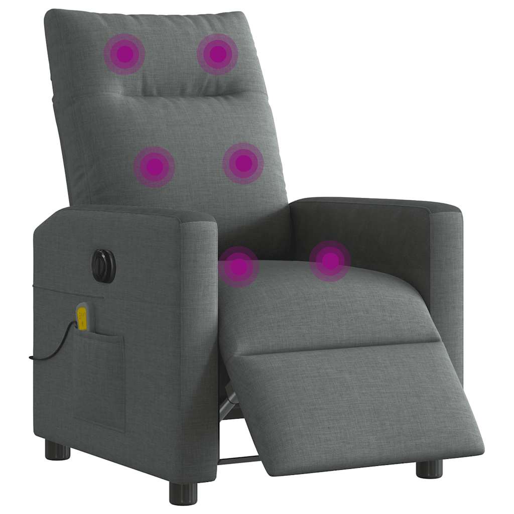 vidaXL Fauteuil de massage électrique Gris foncé Tissu