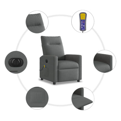 vidaXL Fauteuil de massage électrique Gris foncé Tissu