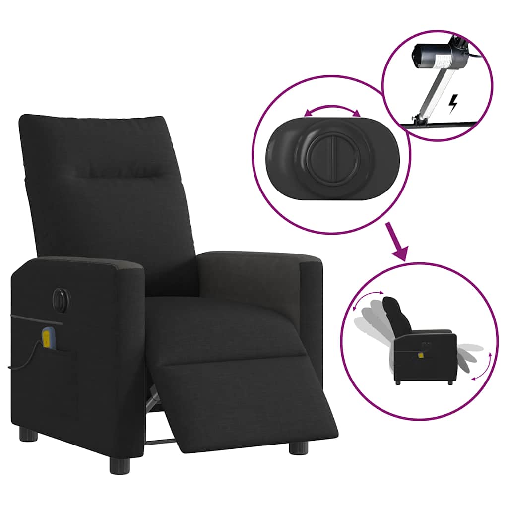 vidaXL Massagesessel Elektrisch Schwarz Stoff