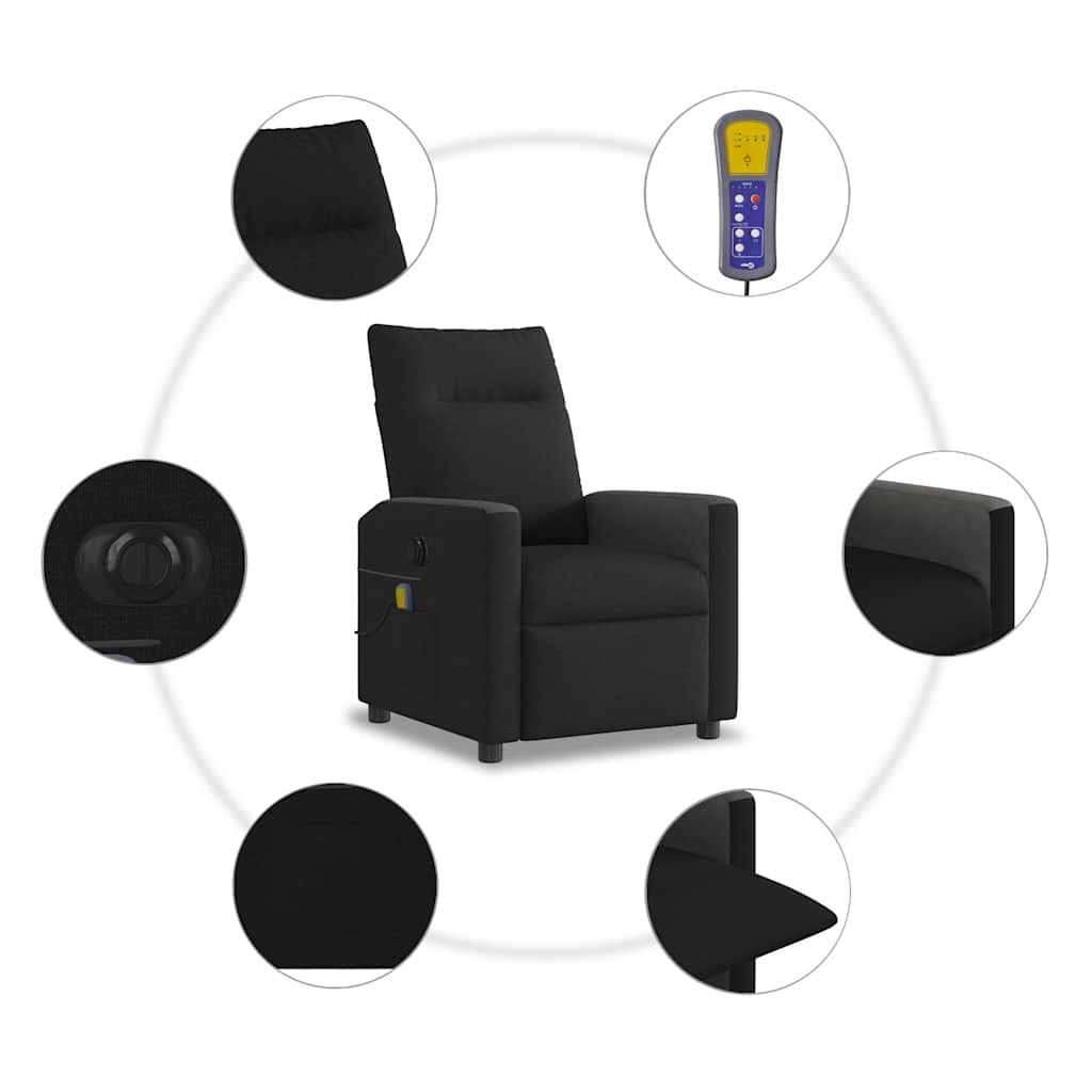 vidaXL Massagesessel Elektrisch Schwarz Stoff