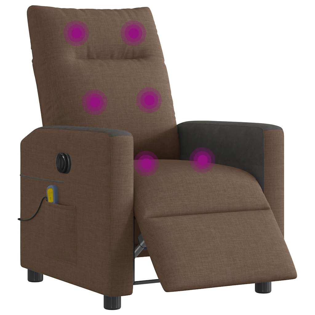 vidaXL Massagesessel Elektrisch Braun Stoff