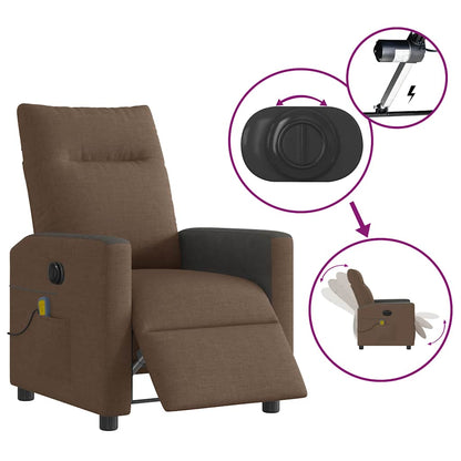 vidaXL Massagesessel Elektrisch Braun Stoff