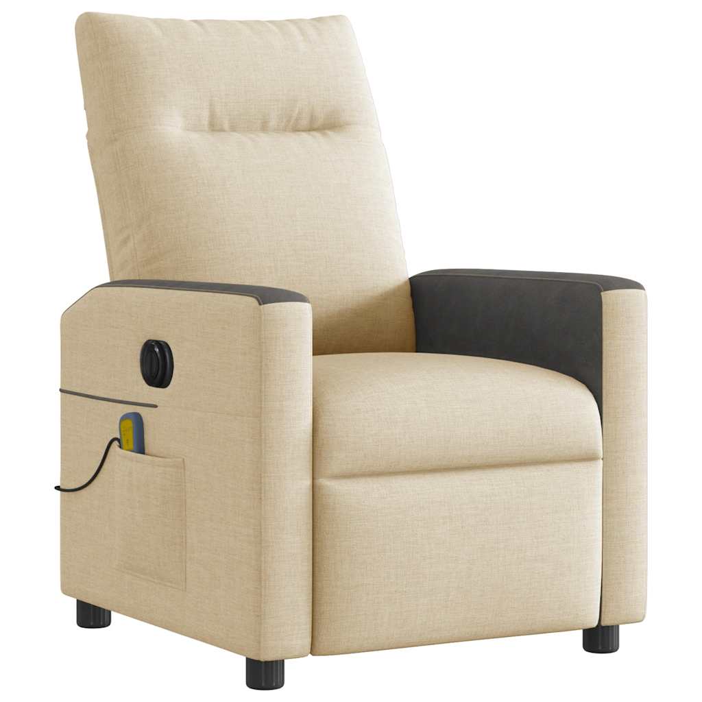 vidaXL Fauteuil de massage électrique Crème Tissu