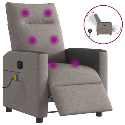 vidaXL Fauteuil de massage électrique en tissu taupe