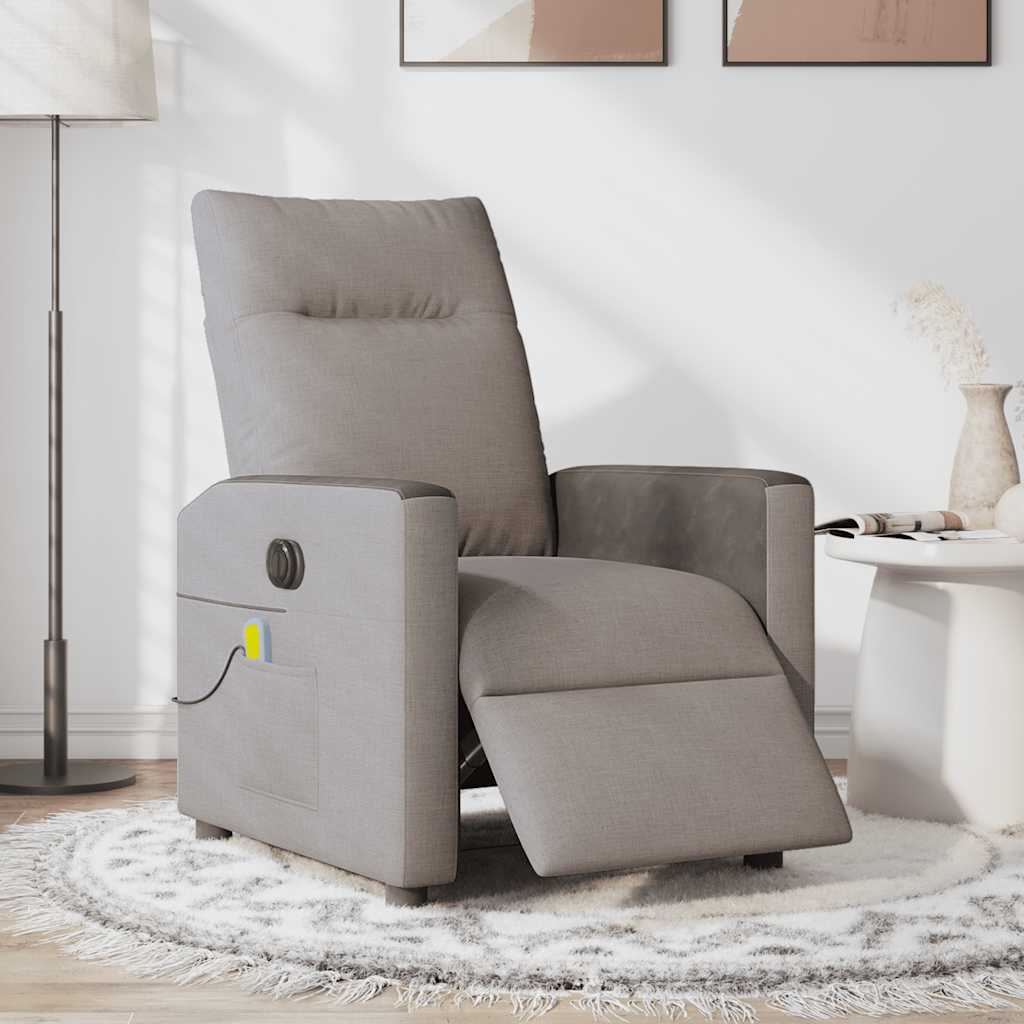 vidaXL Fauteuil de massage électrique en tissu taupe