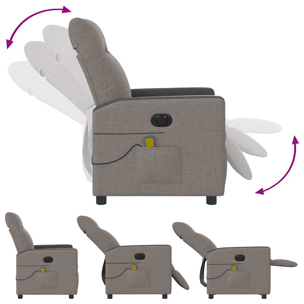 vidaXL Fauteuil de massage électrique en tissu taupe