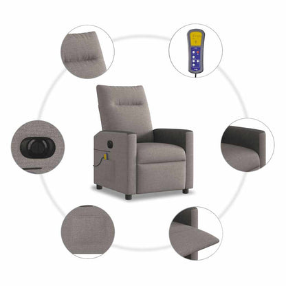 vidaXL Fauteuil de massage électrique en tissu taupe