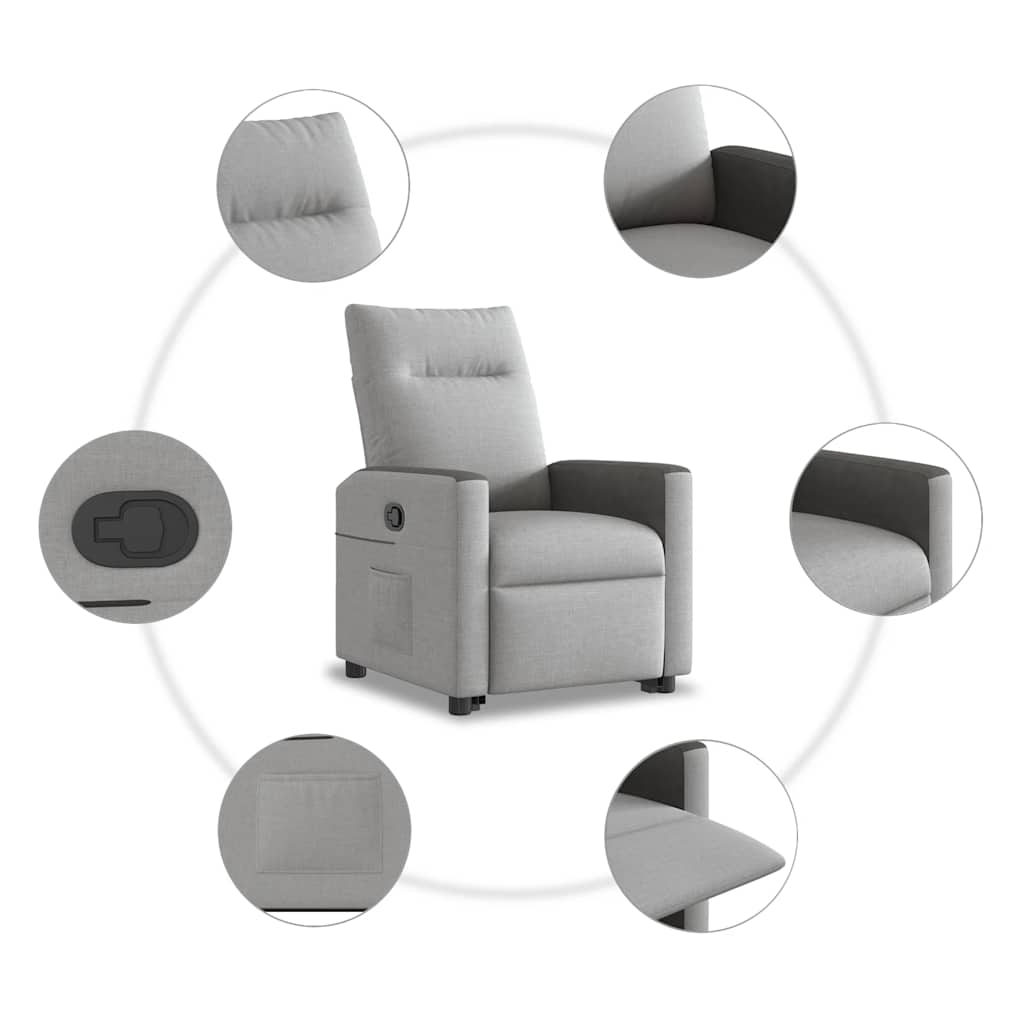 Fauteuil relax inclinable électrique gris nuage en tissu vidaXL
