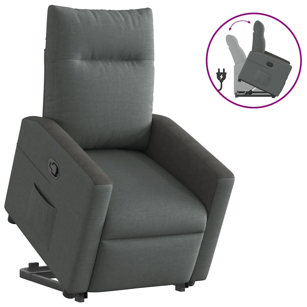 vidaXL Relaxsessel mit Aufstehhilfe Dunkelgrau Stoff