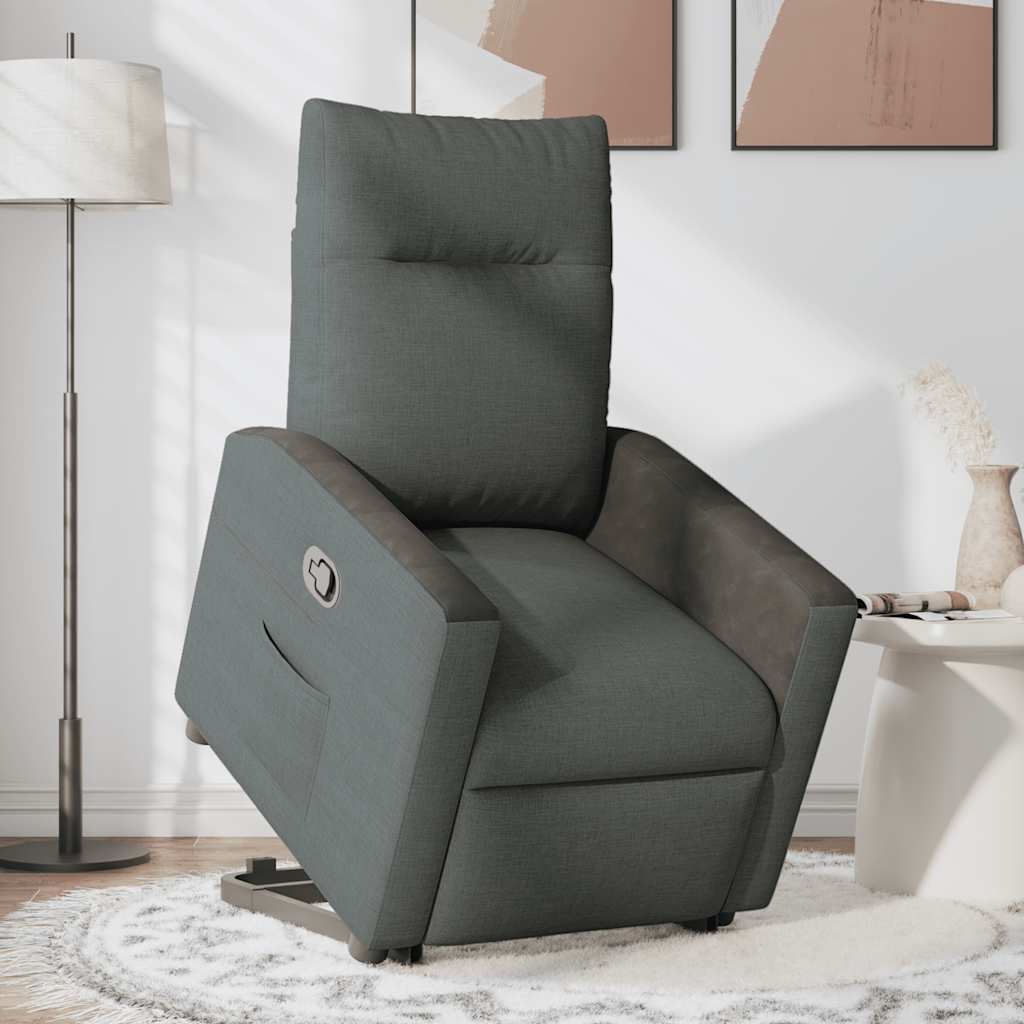 vidaXL Relaxsessel mit Aufstehhilfe Dunkelgrau Stoff