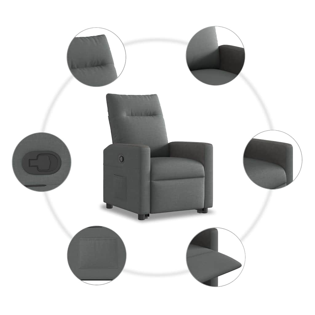 vidaXL Relaxsessel mit Aufstehhilfe Dunkelgrau Stoff