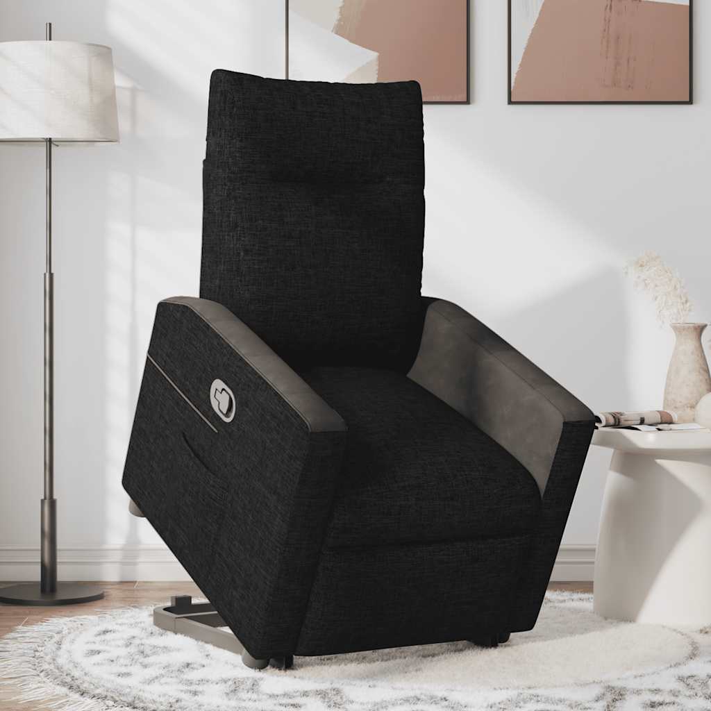 vidaXL Relaxsessel mit Aufstehhilfe Schwarz Stoff