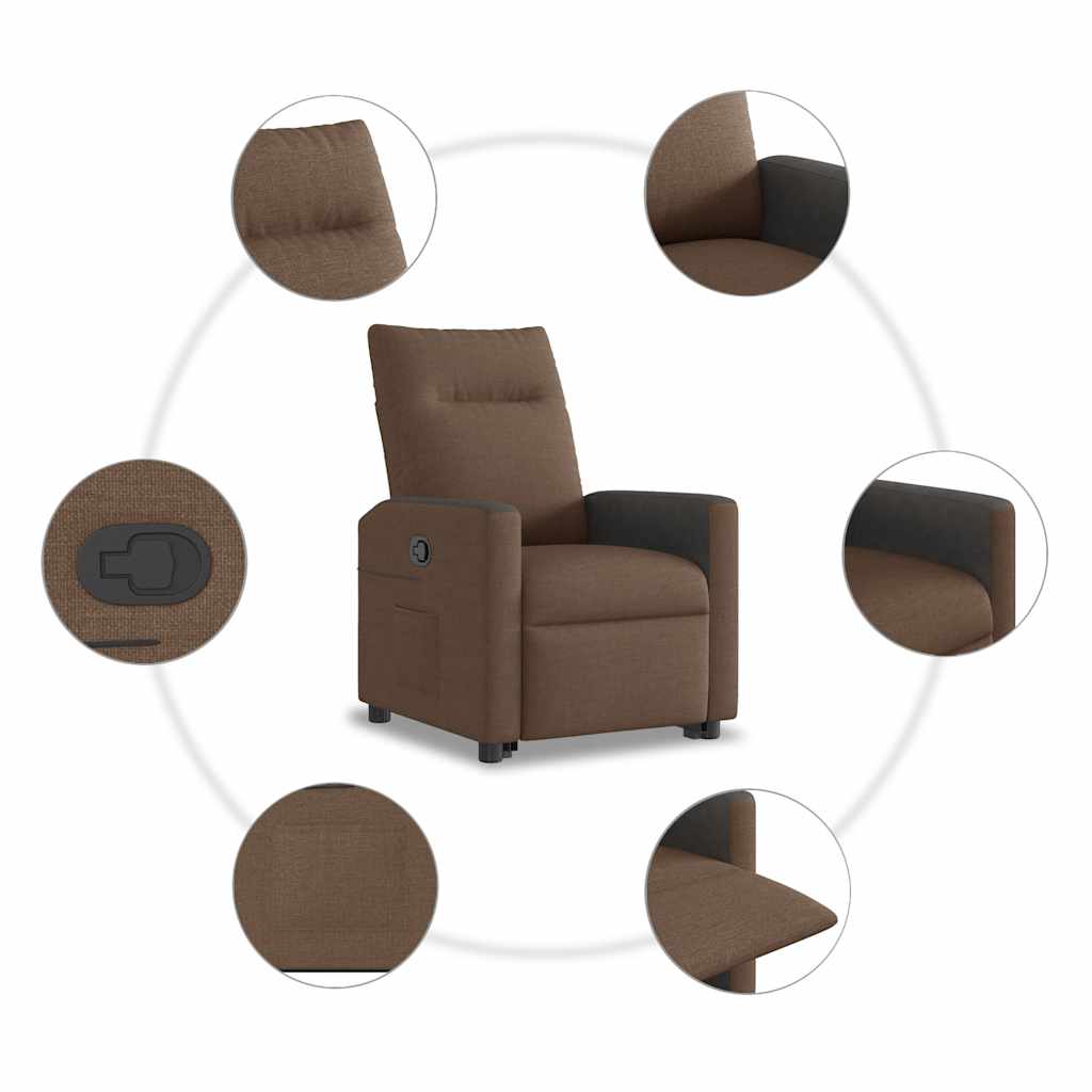 vidaXL Relaxsessel mit Aufstehhilfe Braun Stoff
