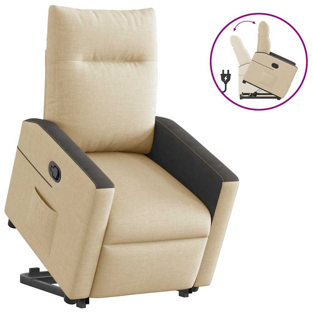 vidaXL Relaxsessel mit Aufstehhilfe Creme Stoff