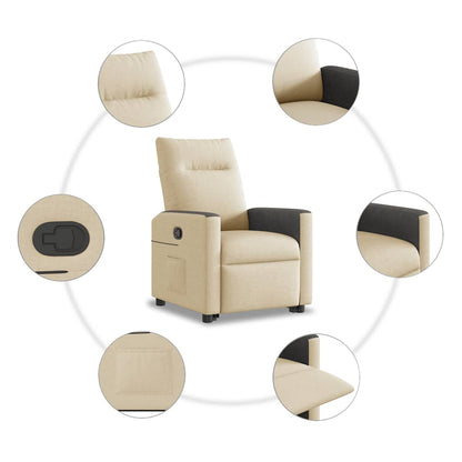 vidaXL Relaxsessel mit Aufstehhilfe Creme Stoff