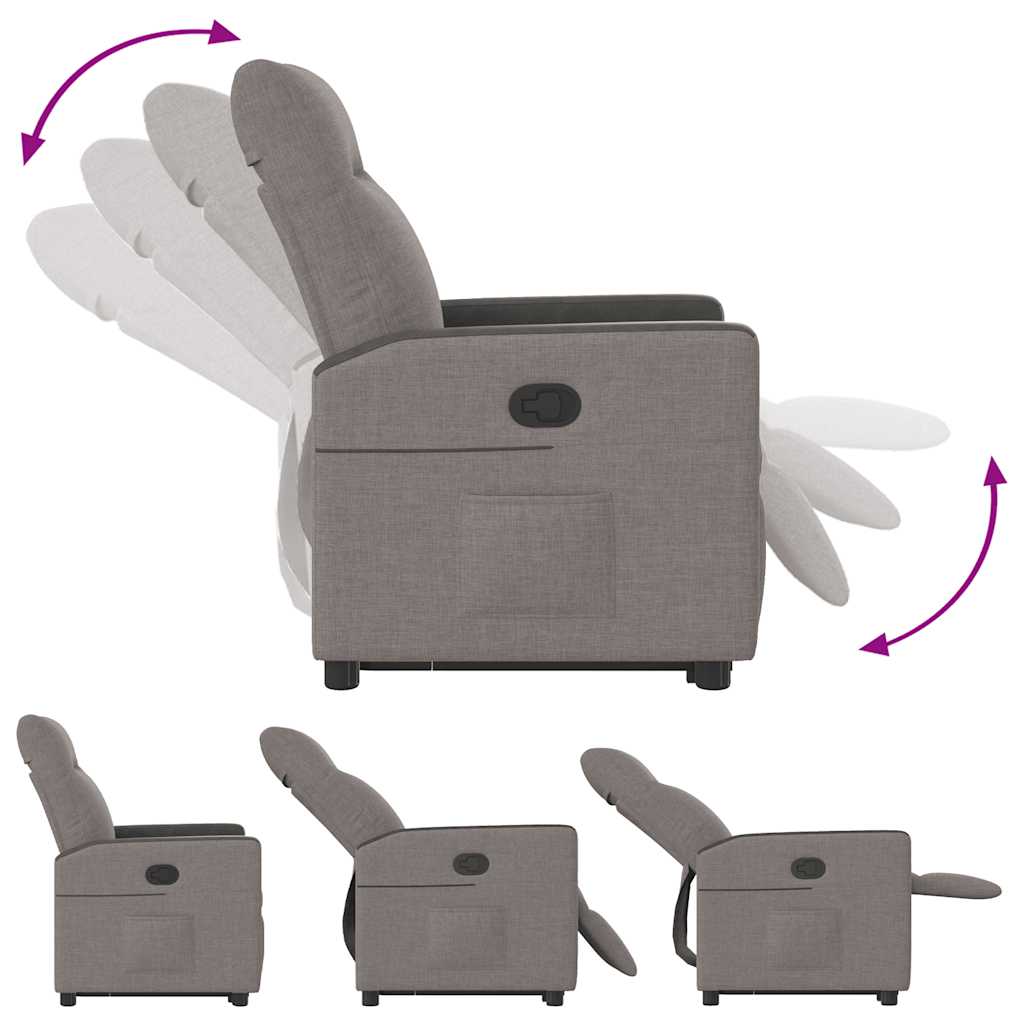 vidaXL Relaxsessel mit Aufstehhilfe Taupe Stoff