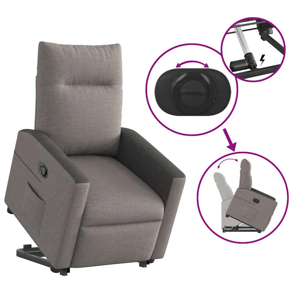 vidaXL Relaxsessel mit Aufstehhilfe Taupe Stoff