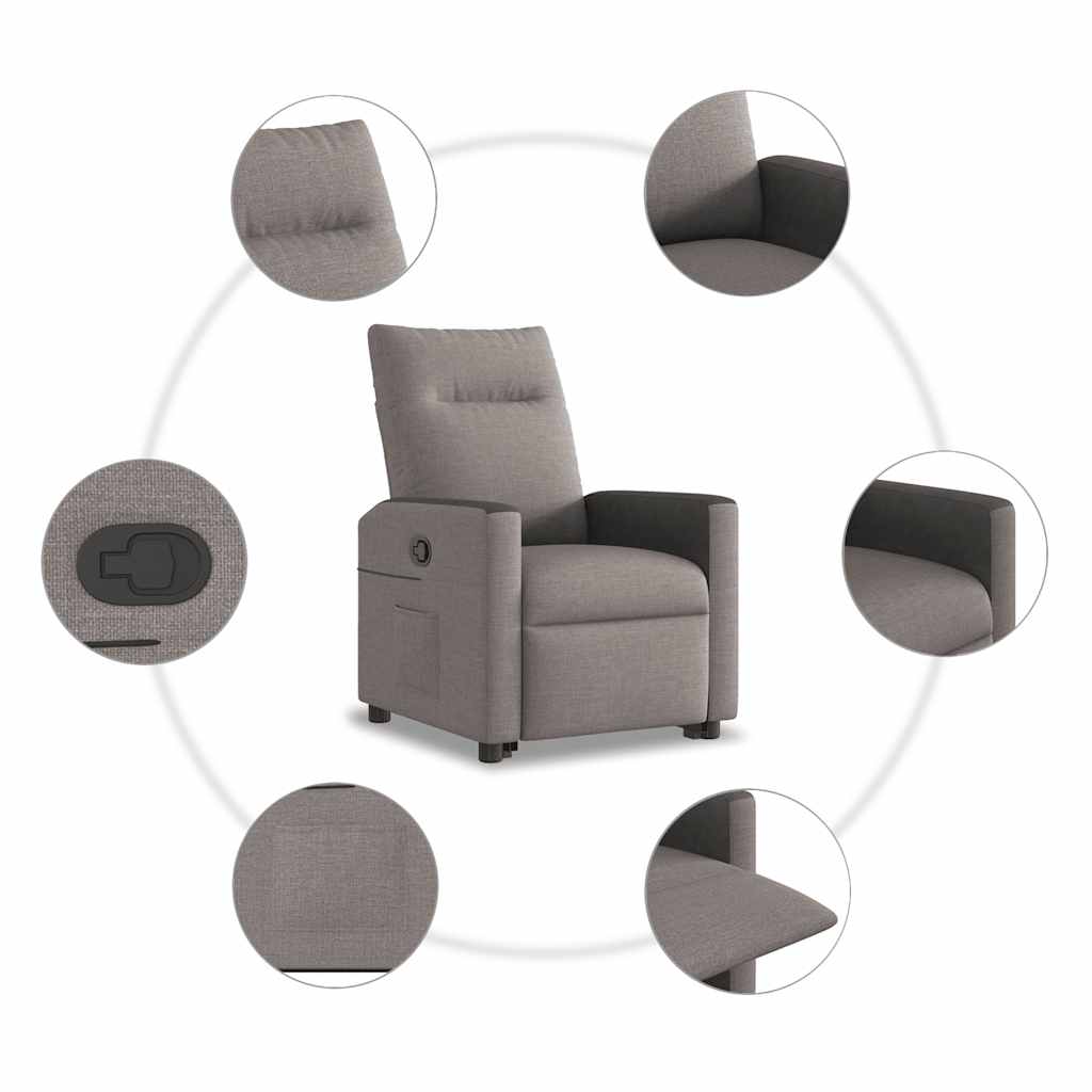 vidaXL Relaxsessel mit Aufstehhilfe Taupe Stoff