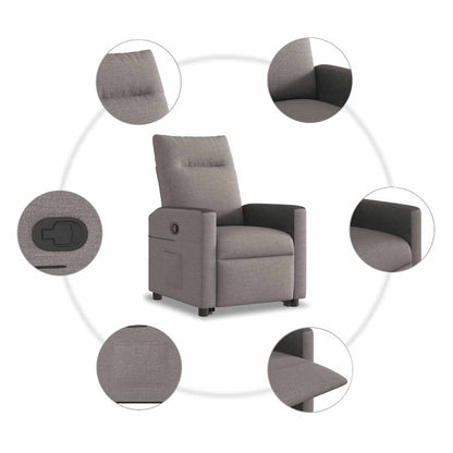 vidaXL Relaxsessel mit Aufstehhilfe Taupe Stoff