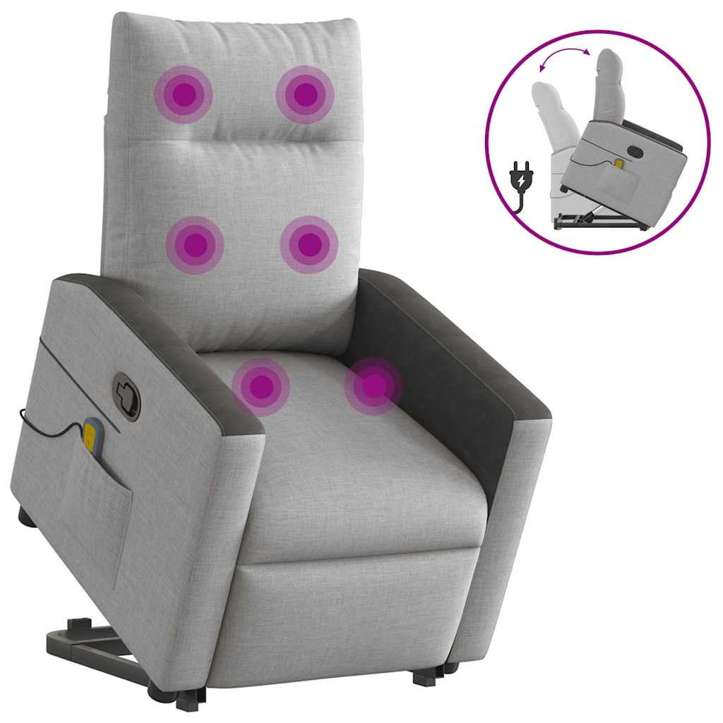 vidaXL Fauteuil de massage inclinable et releveur en tissu gris nuage