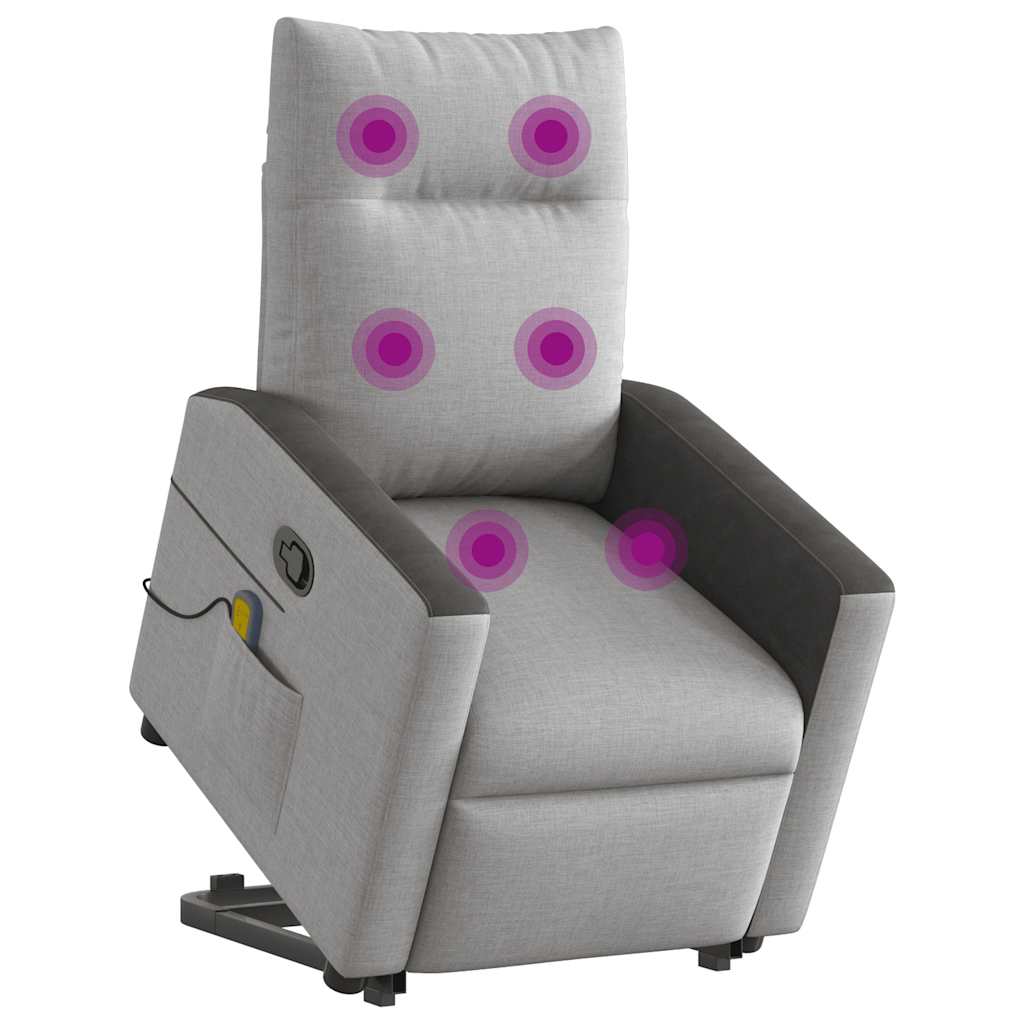 vidaXL Fauteuil de massage inclinable et releveur en tissu gris nuage