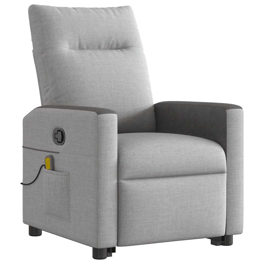 vidaXL Fauteuil de massage inclinable et releveur en tissu gris nuage