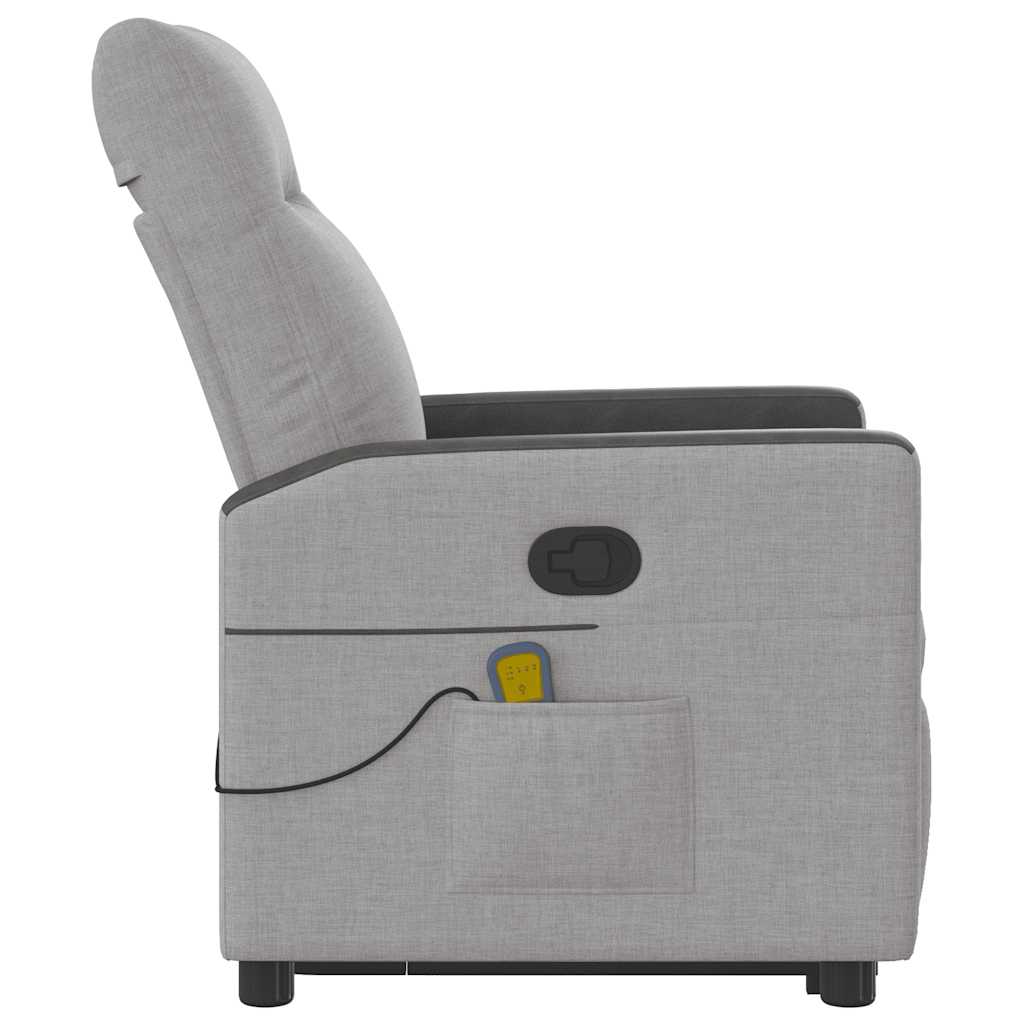 vidaXL Fauteuil de massage inclinable et releveur en tissu gris nuage