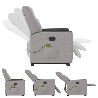 vidaXL Fauteuil de massage inclinable et releveur en tissu gris nuage