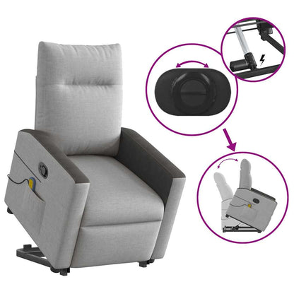 vidaXL Fauteuil de massage inclinable et releveur en tissu gris nuage