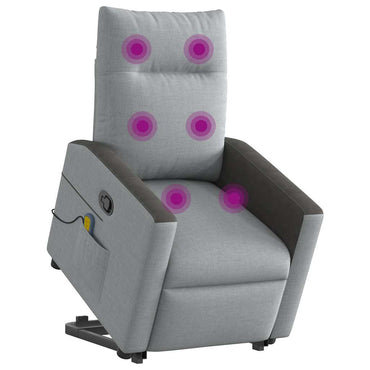 vidaXL Massagesessel mit Aufstehhilfe Hellgrau Stoff