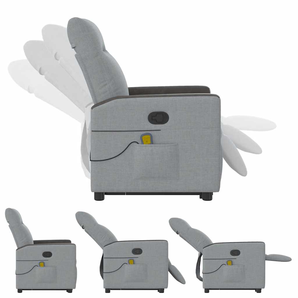 Massagesessel mit Aufstehhilfe Hellgrau Stoff