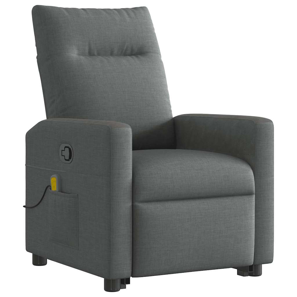vidaXL Fauteuil de massage releveur gris foncé en tissu
