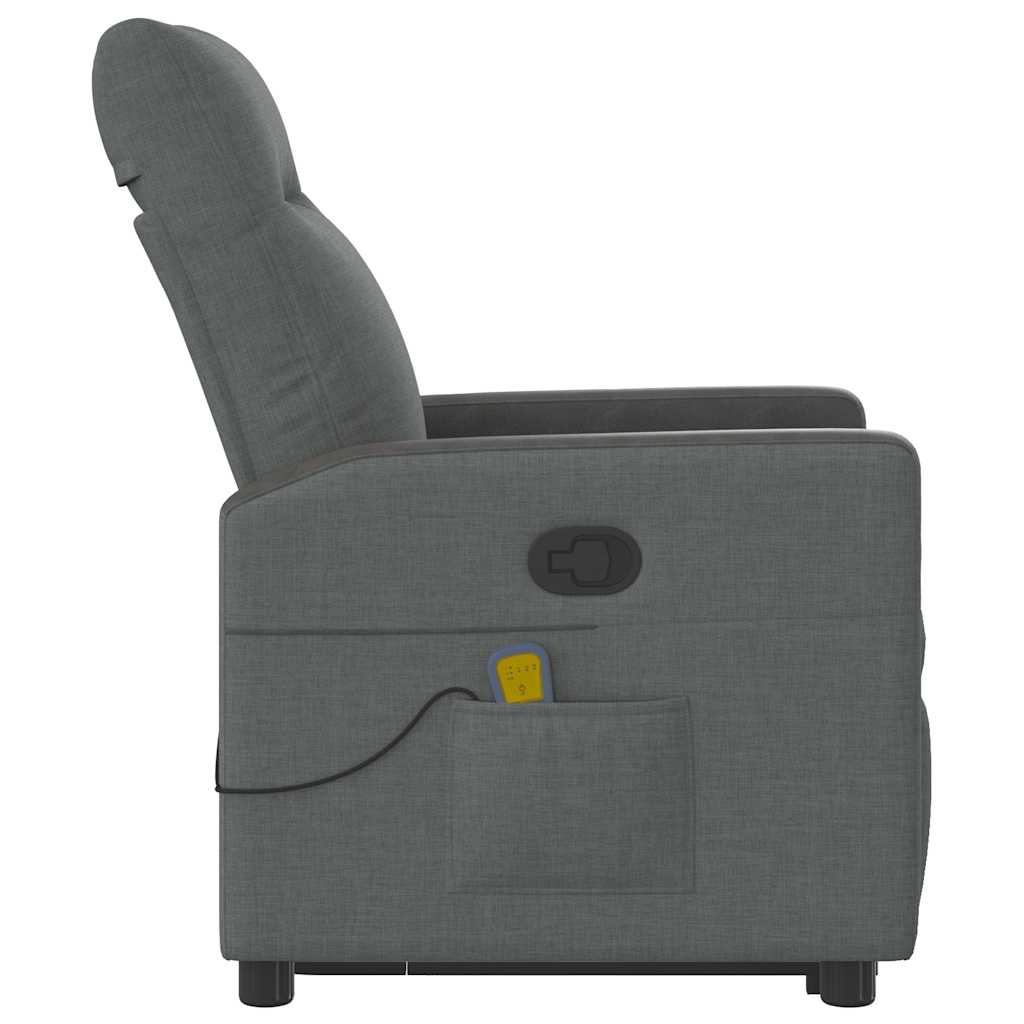 vidaXL Fauteuil de massage releveur gris foncé en tissu