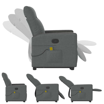 vidaXL Fauteuil de massage releveur gris foncé en tissu
