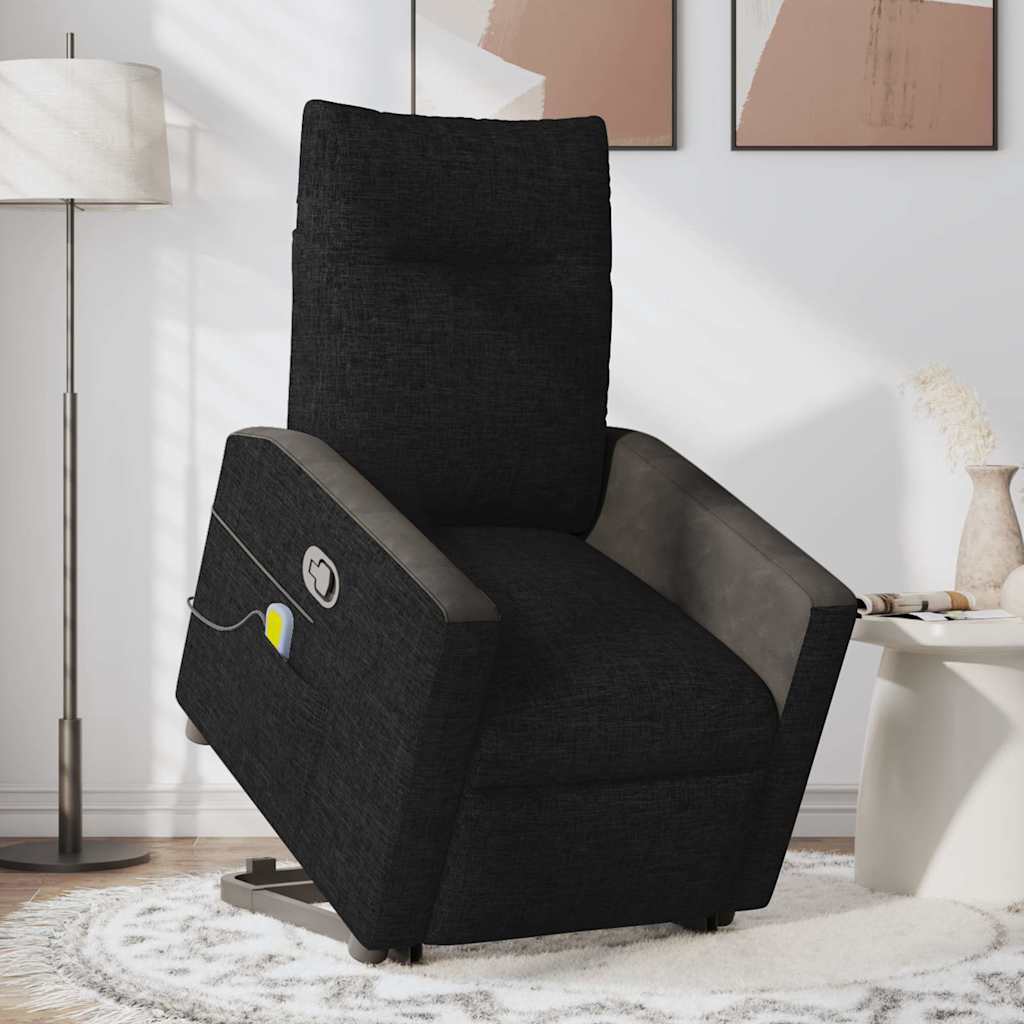 vidaXL Massagesessel mit Aufstehhilfe Schwarz Stoff