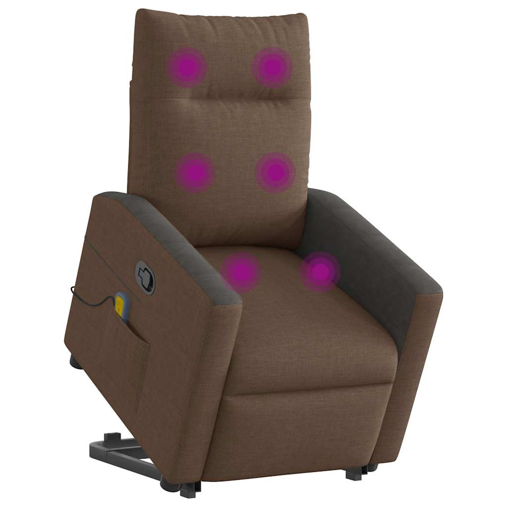 vidaXL Massagesessel mit Aufstehhilfe Braun Stoff