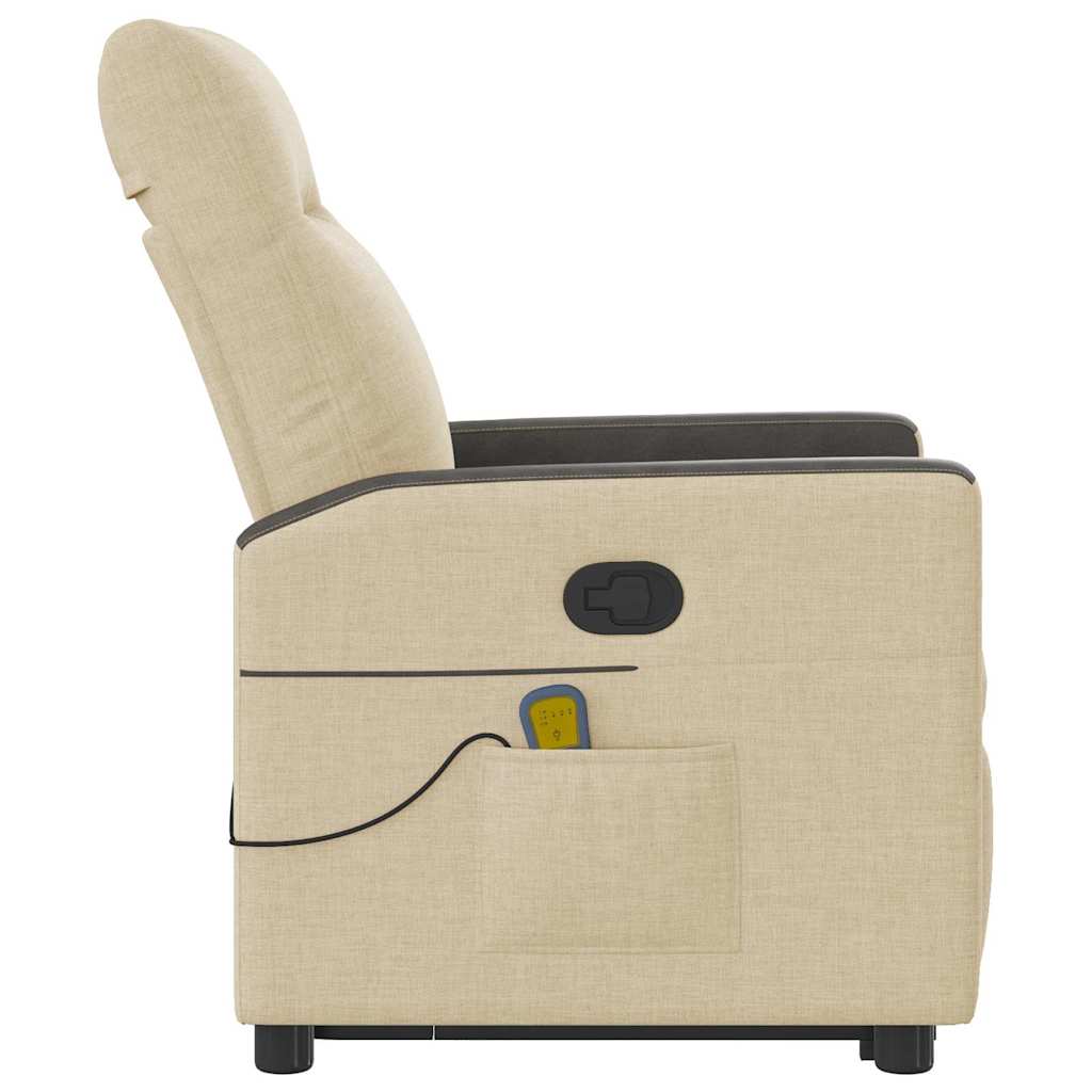 vidaXL Massagesessel mit Aufstehhilfe Creme Stoff