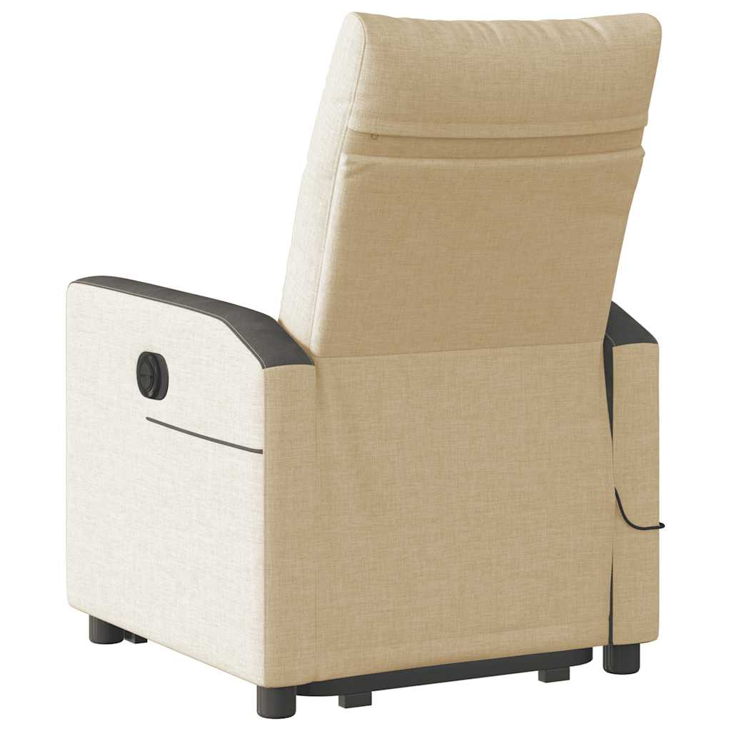 vidaXL Massagesessel mit Aufstehhilfe Creme Stoff