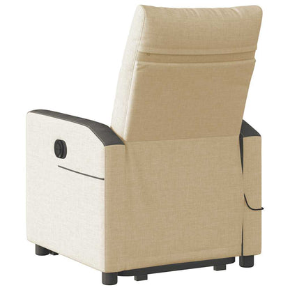 vidaXL Massagesessel mit Aufstehhilfe Creme Stoff