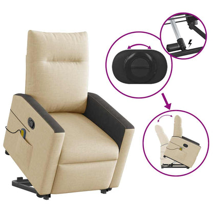 vidaXL Massagesessel mit Aufstehhilfe Creme Stoff