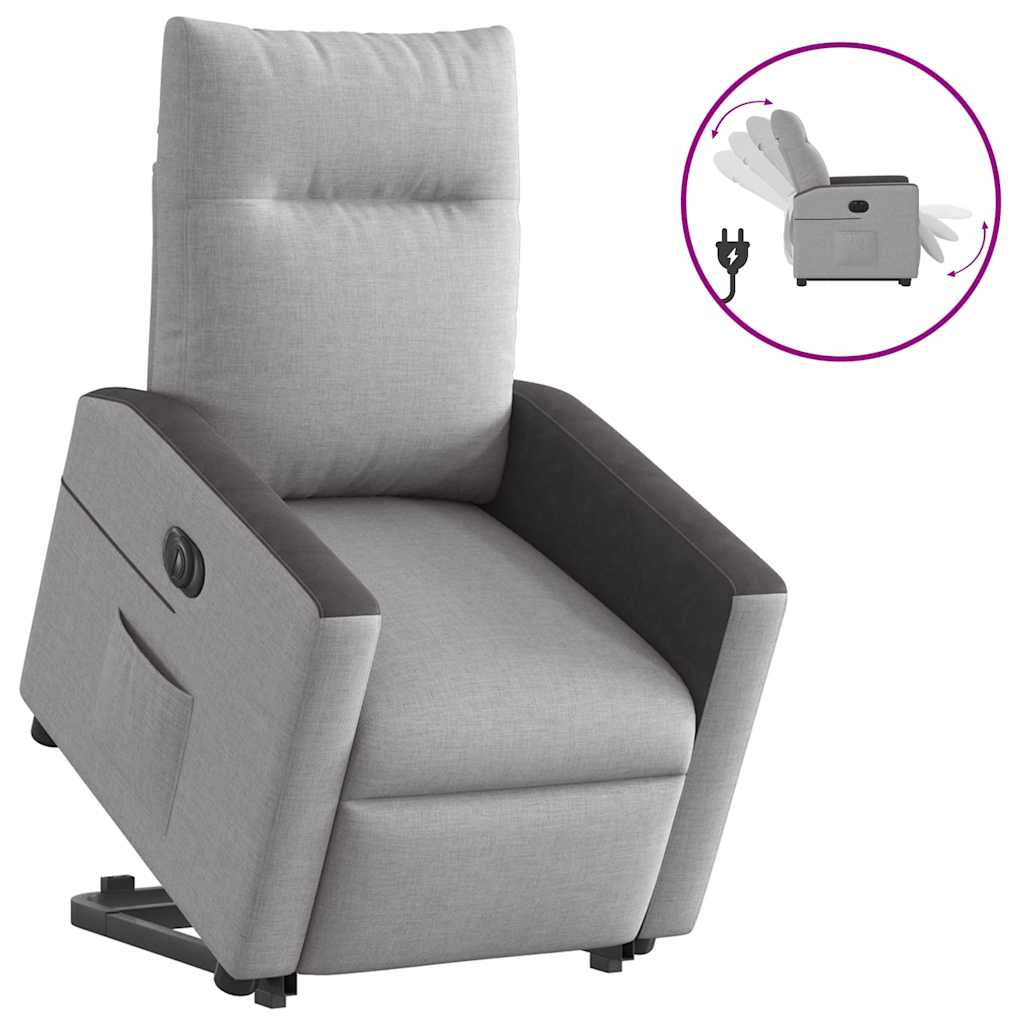 vidaXL Relaxsessel mit Aufstehhilfe Elektrisch Wolkengrau Stoff