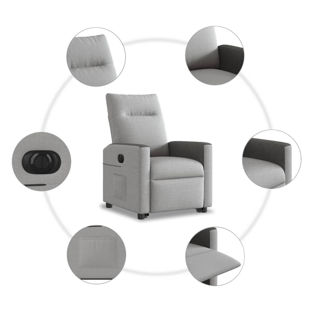 vidaXL Relaxsessel mit Aufstehhilfe Elektrisch Wolkengrau Stoff